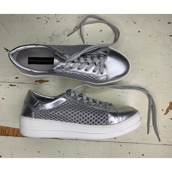 Steven By Steve Madden Shoes - Steven by Steve Madden : silver Napa sneakers